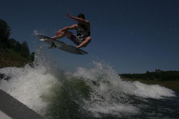 On New Hogan Reservoir March 2010.  Learn more at http://www.flyboywakesurf.com